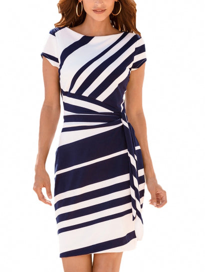 <tc>Vestido Elegante Ebonie branco e azul</tc>