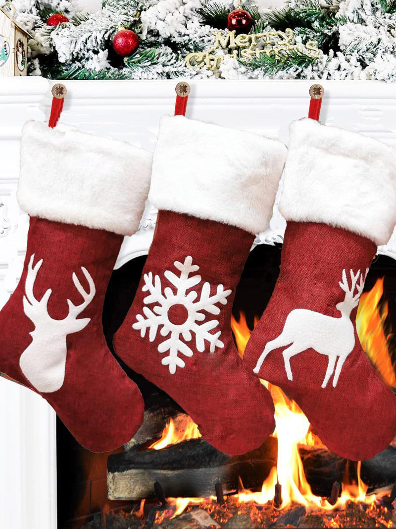 Decoração saco de presente de Natal "meias" MARRY vermelho (3 peças no pacote)