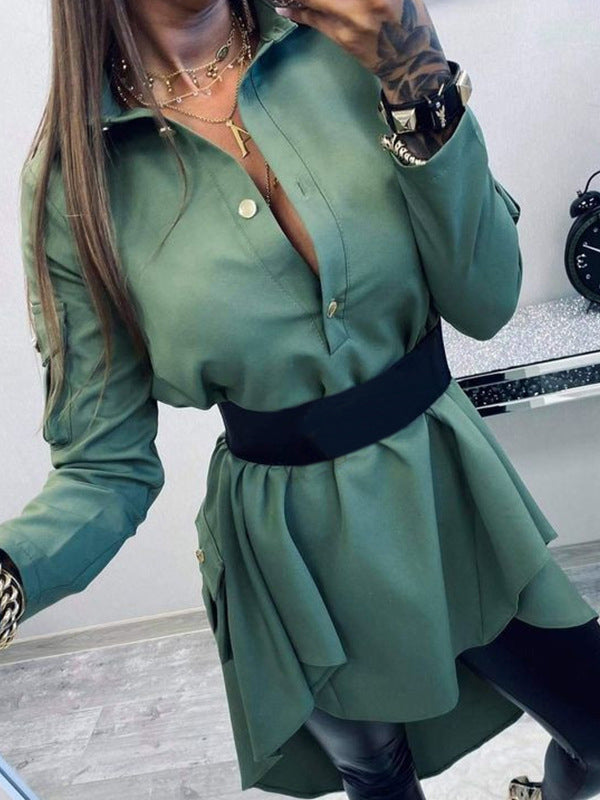 VESTIDO ELEGANTE HEATHUR verde (cinto não incluído)