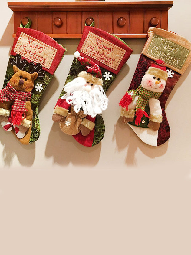 Saco de presentes de decoração de Natal meias FARGY (3 peças em um pacote) vermelho