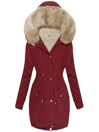 <tc>Parka Enriqueta bordo com pelo bege</tc>