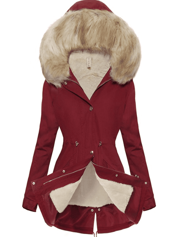 <tc>Parka Enriqueta bordo com pelo bege</tc>