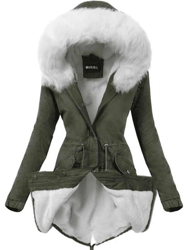 <tc>Parka Sabina caqui com pelo branco</tc>