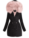 <tc>Parka Marjory preta com pelo rosa</tc>