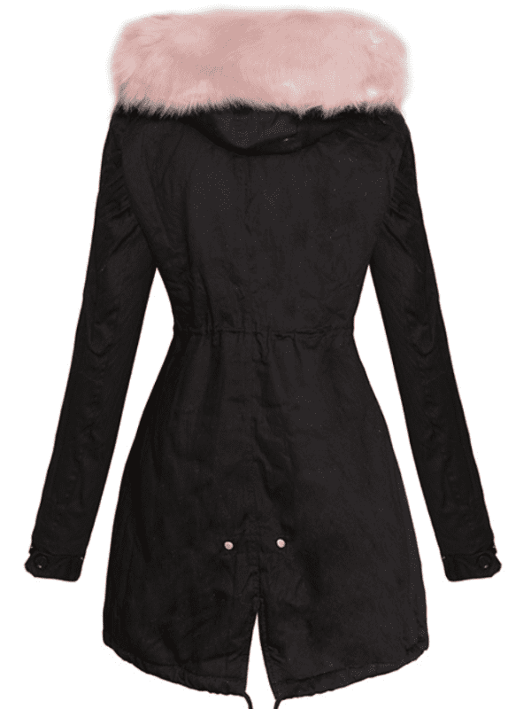 <tc>Parka Marjory preta com pelo rosa</tc>