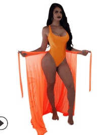 2 PCS CONJUNTO DE PRAIA MONOKINI E BEACHDRESS AISLIN laranja