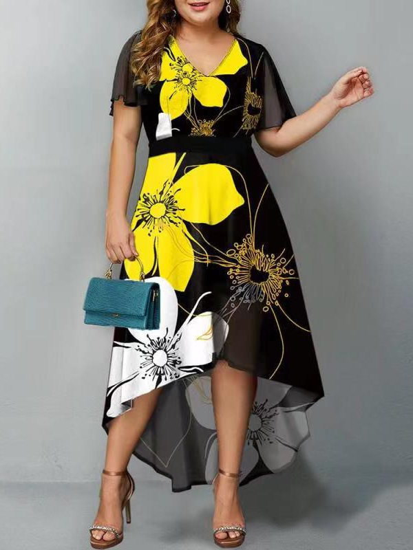 VESTIDO ELEGANTE ELINNA preto e amarelo