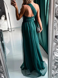 VESTIDO ELEGANTE GERGELIM verde escuro