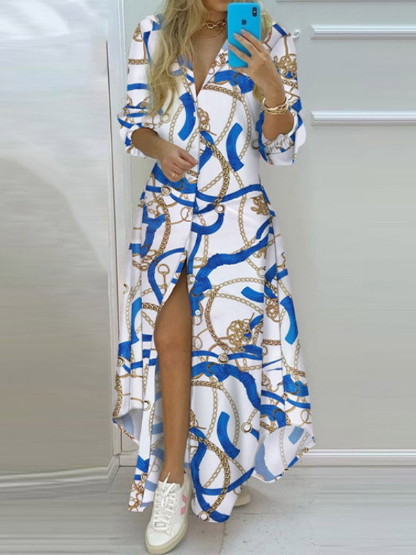 VESTIDO MAXI NELL branco e azul