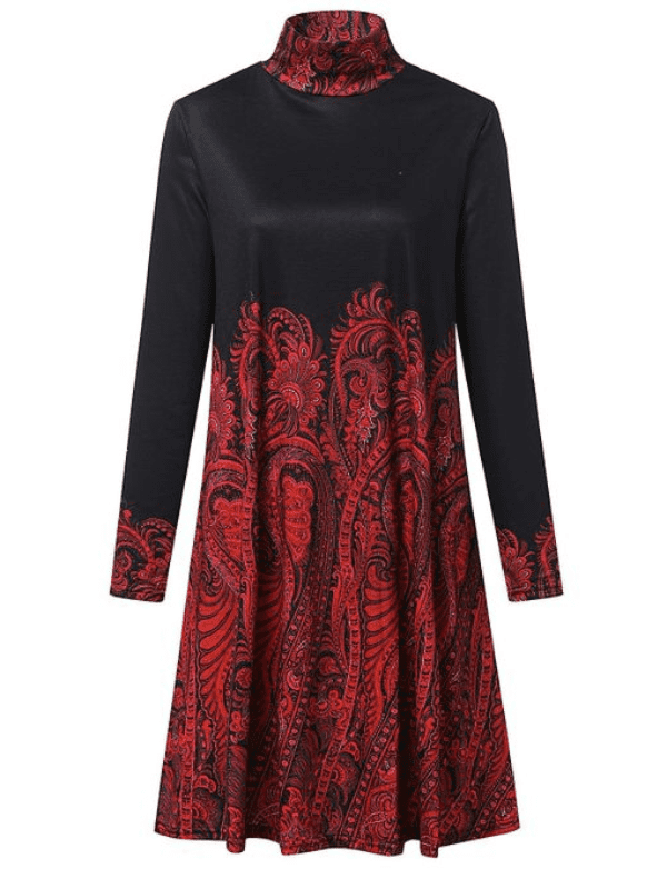 VESTIDO ELEGANTE JADWIGA preto e vermelho