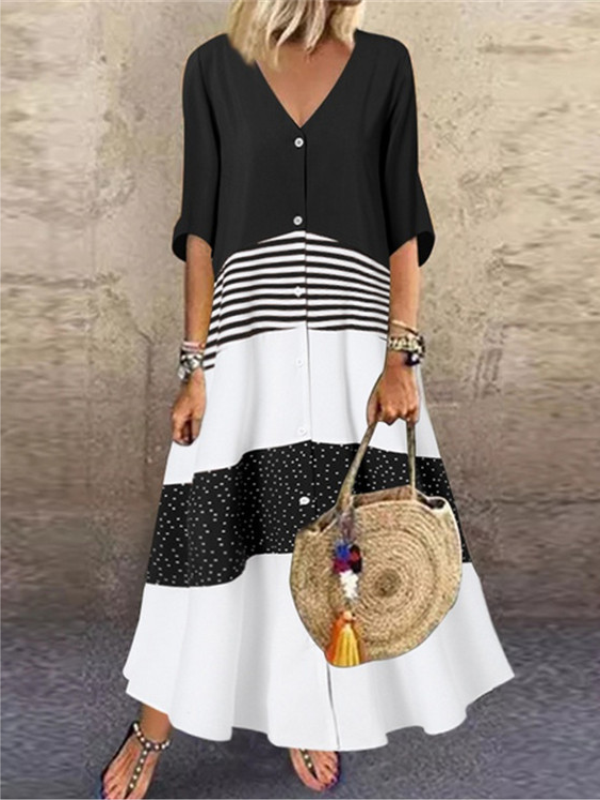 VESTIDO MAXI JULIMA branco e preto