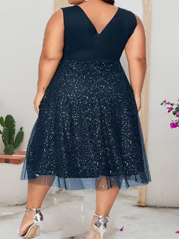 VESTIDO PLUS SIZE KYNTHIA azul escuro