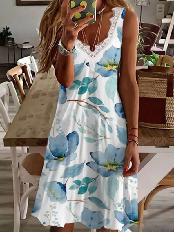 VESTIDO DE VERÃO SIBLEY branco e azul