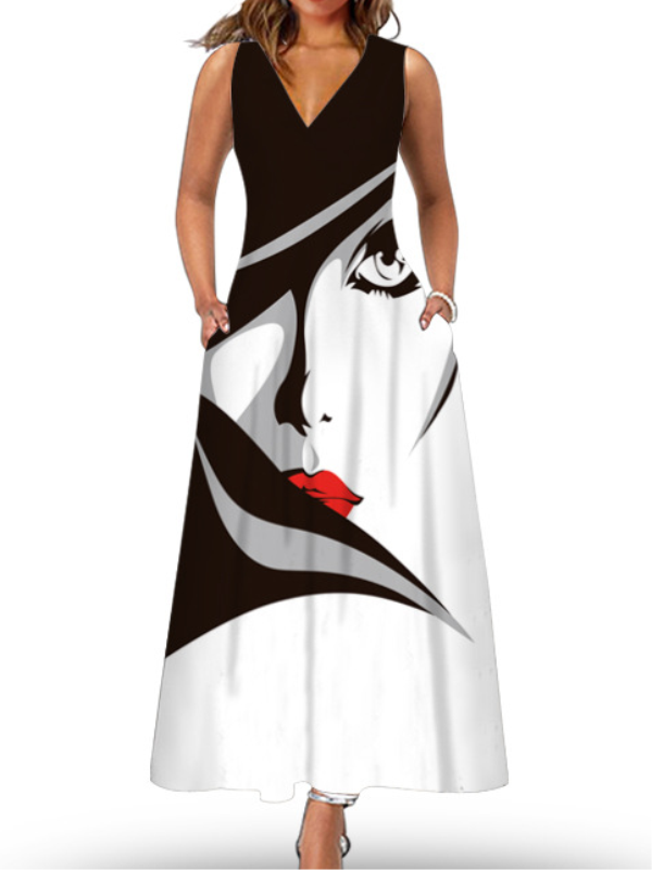 VESTIDO MAXI OTTORINA preto e branco