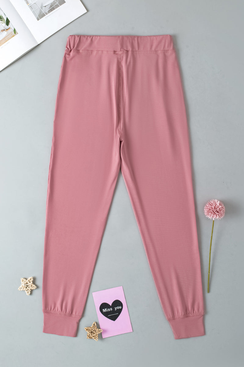 Fushia Drawstring Waist Pocketed Joggers