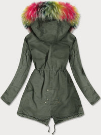 PARKA JACKET HENRIANT cáqui com pele colorida