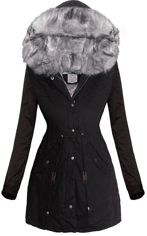 PARKA JACKET MARJORY preto com pelo cinza