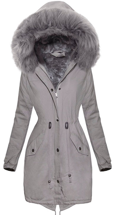 PARKA JACKET MARJORY cinza com pelo cinza