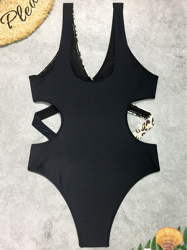 MONOKINI LANIA preto e leopardo