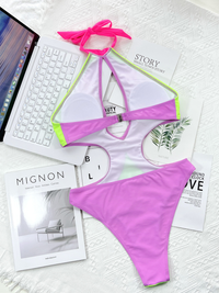 MONOKINI SAMINA roxo e verde claro